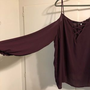 Cold shoulder long sleeve blouse